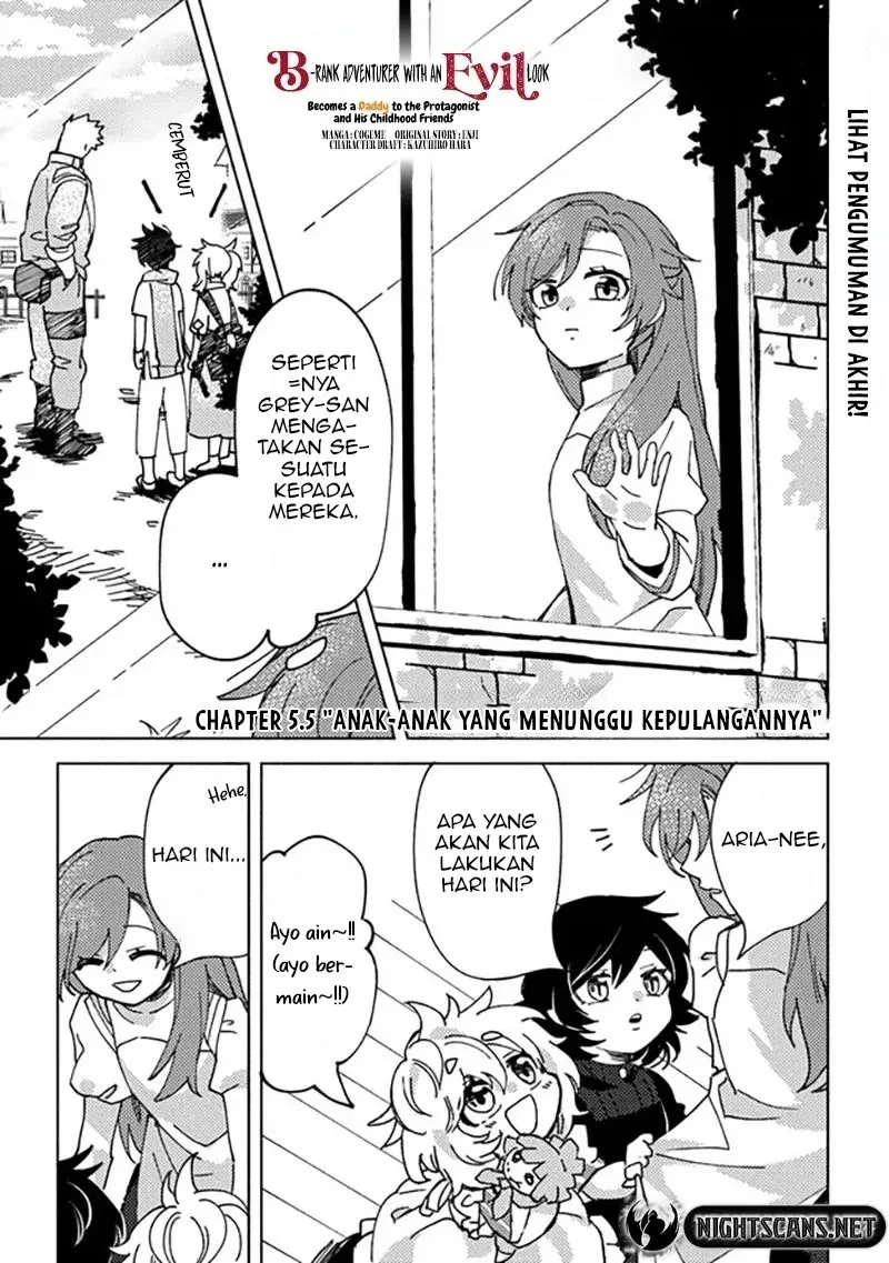 Manga B-Rank Adventurer With an Evil Look Becomes a Daddy to the Protagonist and His Childhood Friends (Akuninzura shita B-kyuu Boukensha) Chapter 5.5 gambar 2