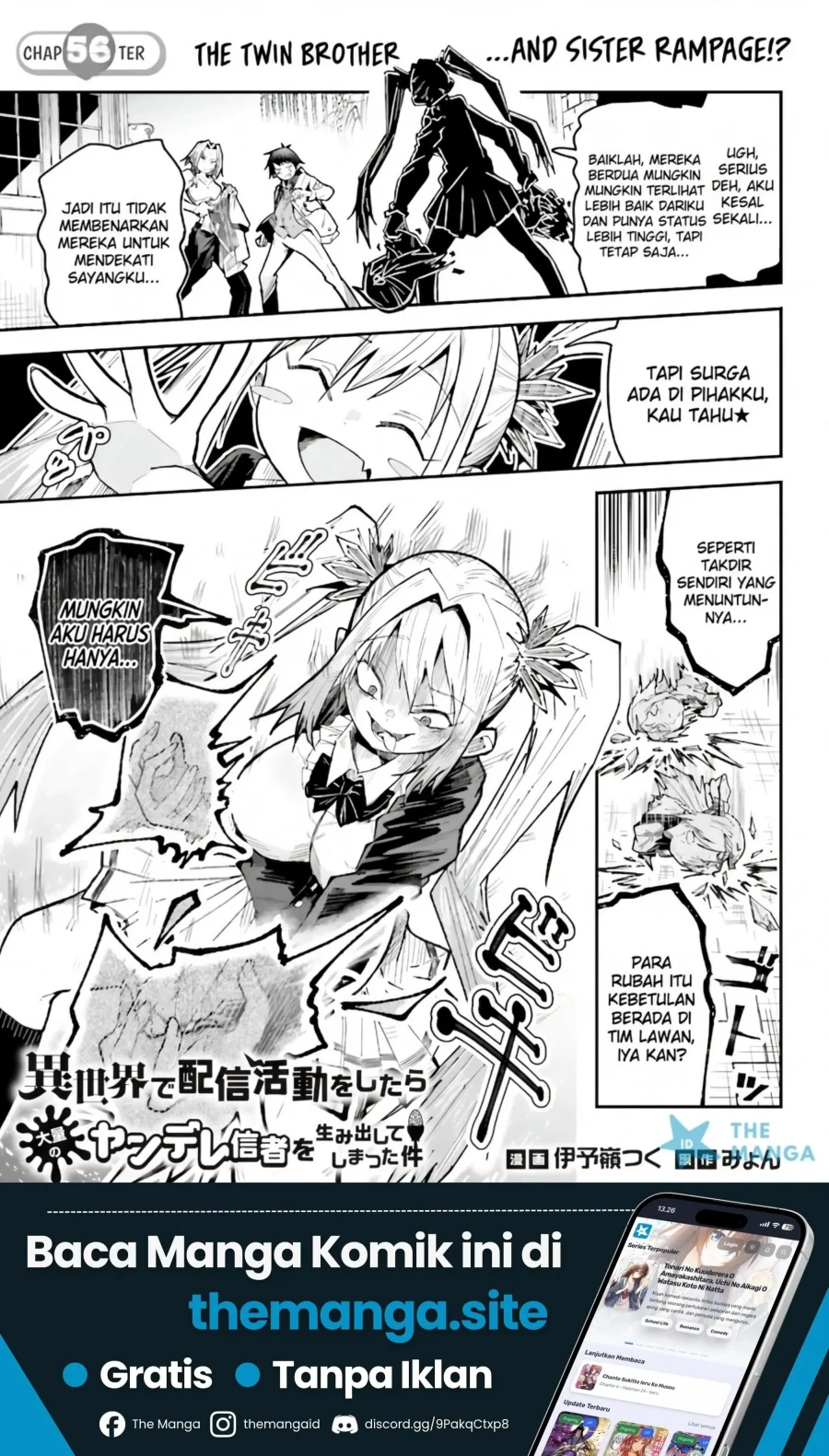 Manga Isekai de Haishin Katsudou wo Shitara Tairyou no Yandere Shinja wo Umidashite Shimatta Ken Chapter 56 gambar 2