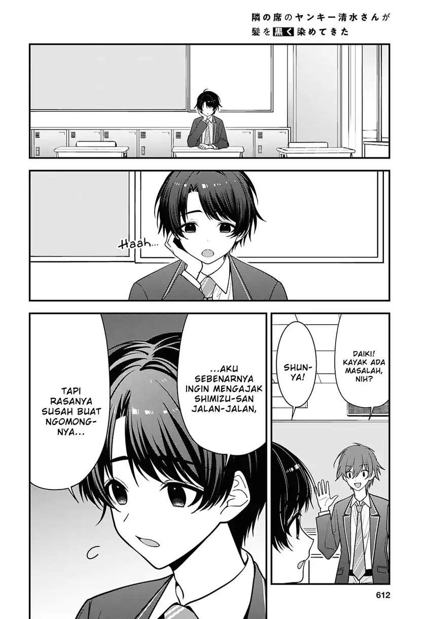Tonari no Seki no Yankee Shimizu-san ga Kami o Kuroku Sometekita Chapter 19 Gambar 4