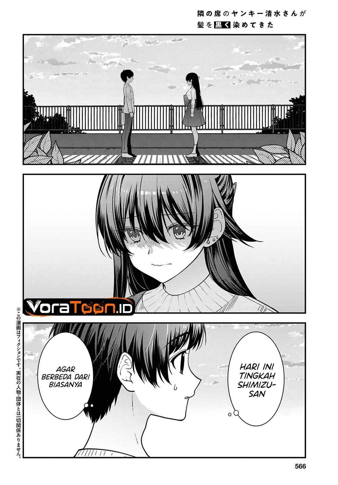 Tonari no Seki no Yankee Shimizu-san ga Kami o Kuroku Sometekita Chapter 22 Gambar 3