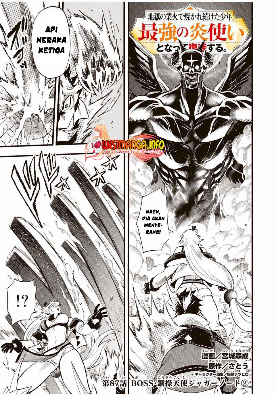 Manga Jigoku no Gouka de Yaka re Tsuzuketa Shounen. Saikyou no Honou Tsukai to Natte Fukkatsu Suru. Chapter 87 gambar 2
