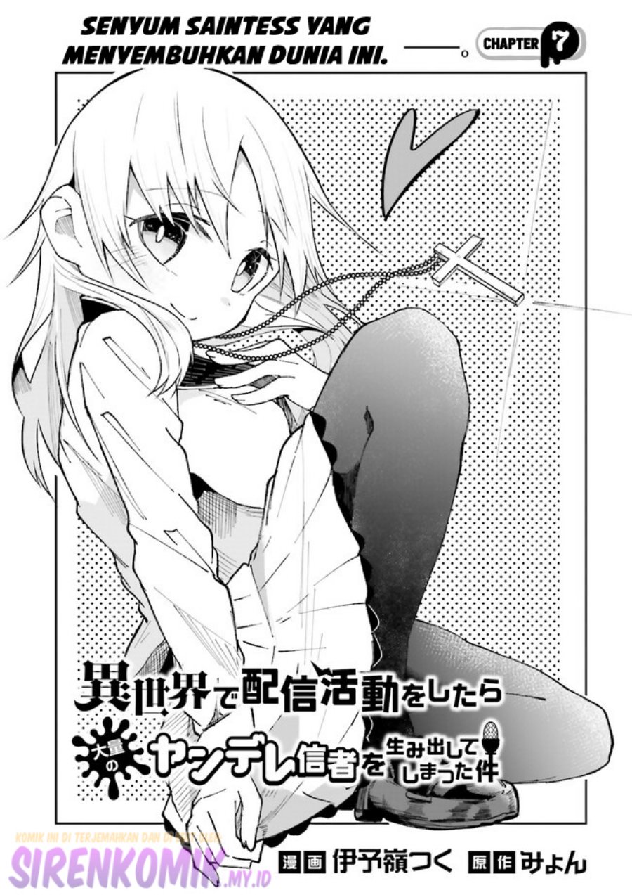Manga Isekai de Haishin Katsudou wo Shitara Tairyou no Yandere Shinja wo Umidashite Shimatta Ken Chapter 07 gambar 2