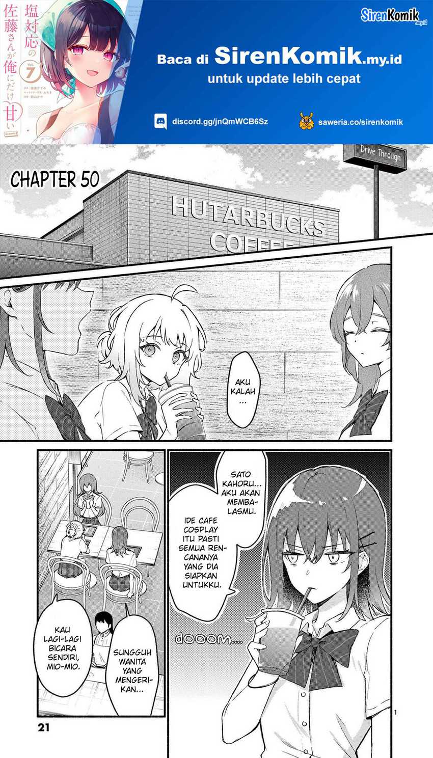Manga Shiotaiou no Sato-san ga Ore ni dake Amai Chapter 50 gambar 2