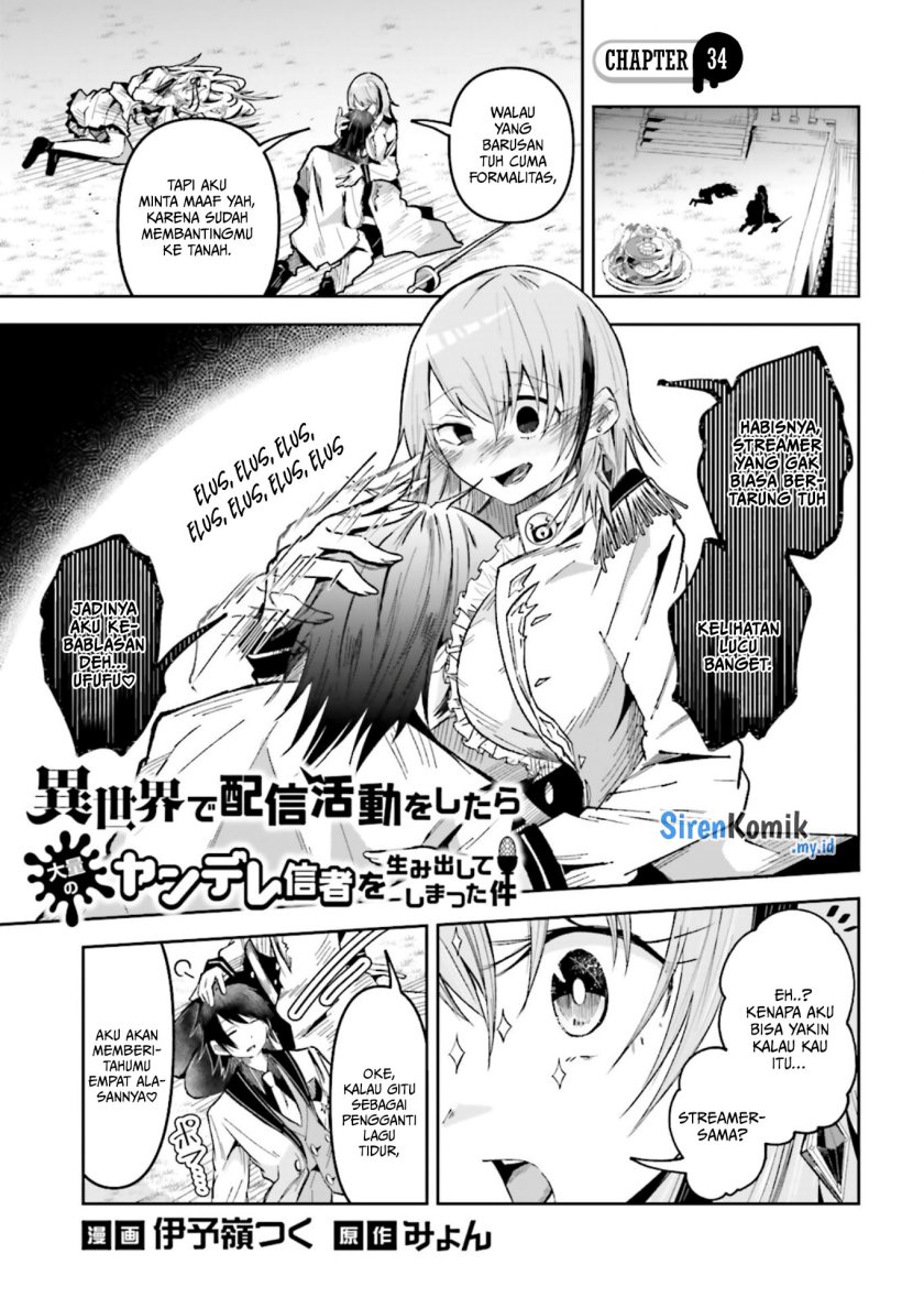 Manga Isekai de Haishin Katsudou wo Shitara Tairyou no Yandere Shinja wo Umidashite Shimatta Ken Chapter 34 gambar 2
