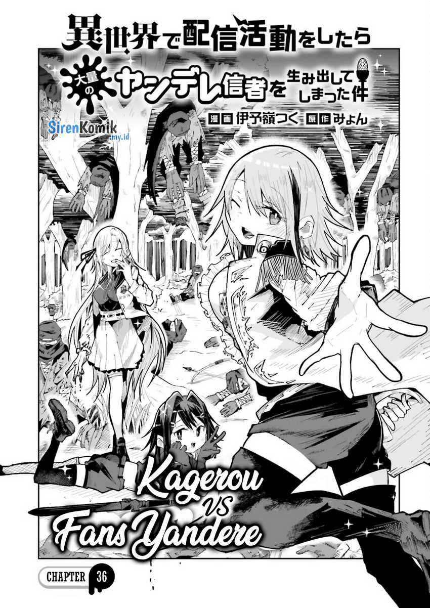 Manga Isekai de Haishin Katsudou wo Shitara Tairyou no Yandere Shinja wo Umidashite Shimatta Ken Chapter 36 gambar 2