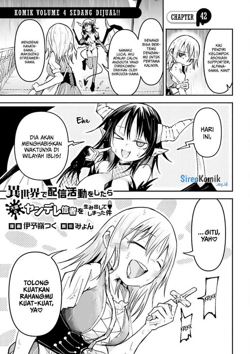 Manga Isekai de Haishin Katsudou wo Shitara Tairyou no Yandere Shinja wo Umidashite Shimatta Ken Chapter 42 gambar 2