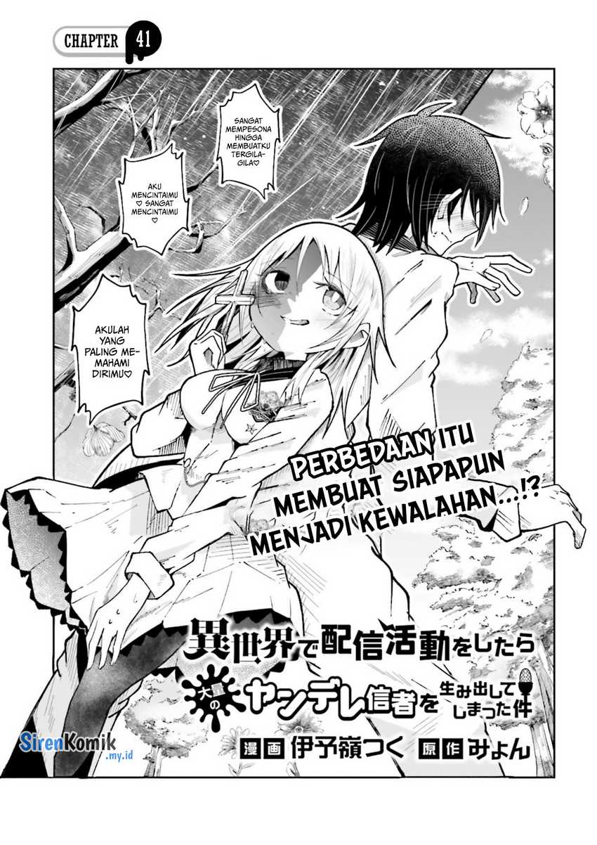 Manga Isekai de Haishin Katsudou wo Shitara Tairyou no Yandere Shinja wo Umidashite Shimatta Ken Chapter 41 gambar 2