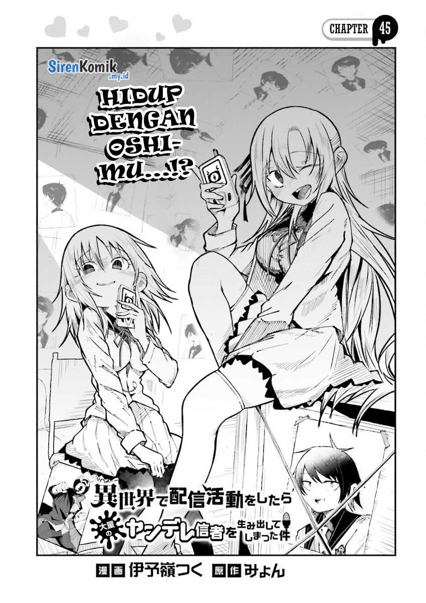 Manga Isekai de Haishin Katsudou wo Shitara Tairyou no Yandere Shinja wo Umidashite Shimatta Ken Chapter 45 gambar 2