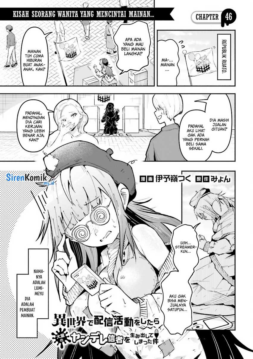 Manga Isekai de Haishin Katsudou wo Shitara Tairyou no Yandere Shinja wo Umidashite Shimatta Ken Chapter 46 gambar 2