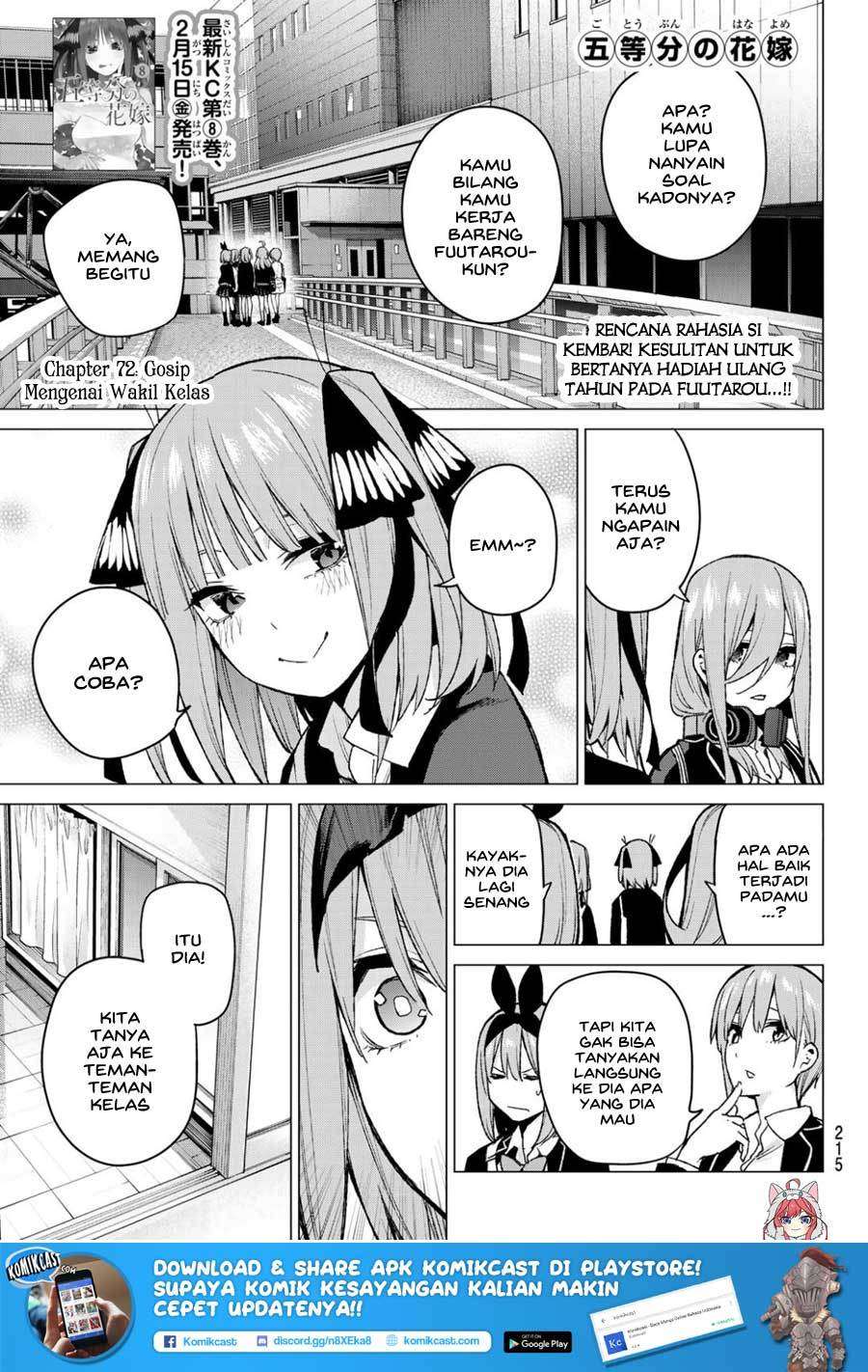 Manga Go-toubun no Hanayome Chapter 72 gambar 2